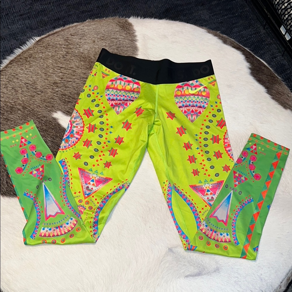 Nike Green and Yellow Leggings (worn once) Burning Man Vibes